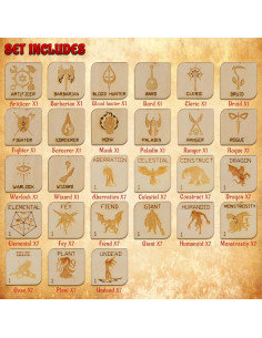 Conjunto de Fichas RPG CZYY 112 Piezas Madera D&D Pathfinder 2