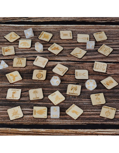 Conjunto de Fichas RPG CZYY 112 Piezas Madera D&D Pathfinder