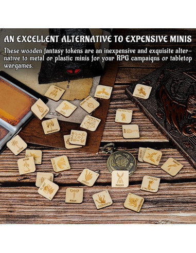 Conjunto de Fichas RPG CZYY 112 Piezas Madera D&D Pathfinder