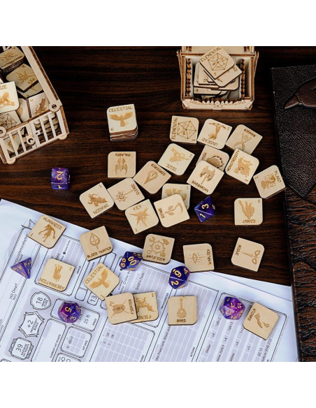 Conjunto de Fichas RPG CZYY 112 Piezas Madera D&D Pathfinder