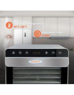 Deshidratador de Alimentos Hakka 8 Bandejas Acero Inoxidable 700W 2