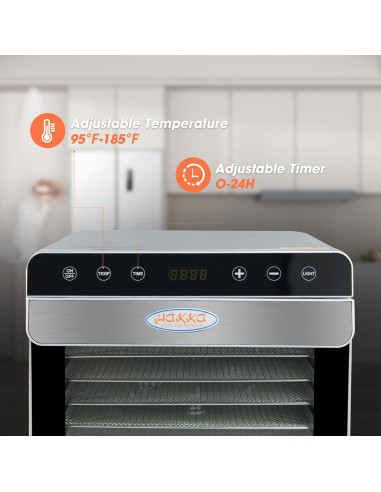 Deshidratador de Alimentos Hakka 8 Bandejas Acero Inoxidable 700W