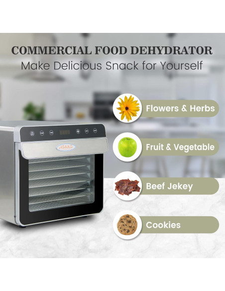 Deshidratador de Alimentos Hakka 8 Bandejas Acero Inoxidable 700W