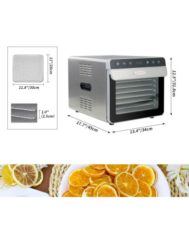 Deshidratador de Alimentos Hakka 8 Bandejas Acero Inoxidable 700W