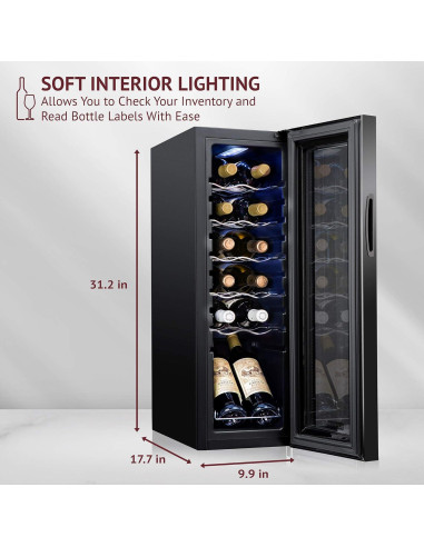 Enfriador de Vino Schmecke 12 Botellas Negro con Control Digital