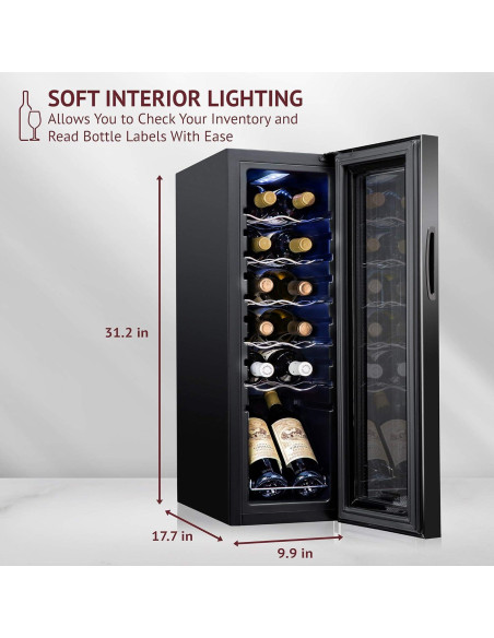 Enfriador de Vino Schmecke 12 Botellas Negro con Control Digital