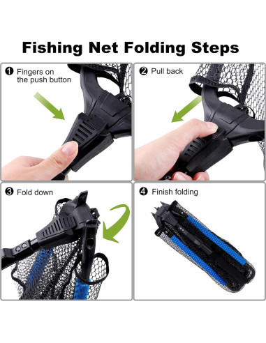 Red de Pesca PLUSINNO FN-B09 Plegable 39.37 cm Telescópica