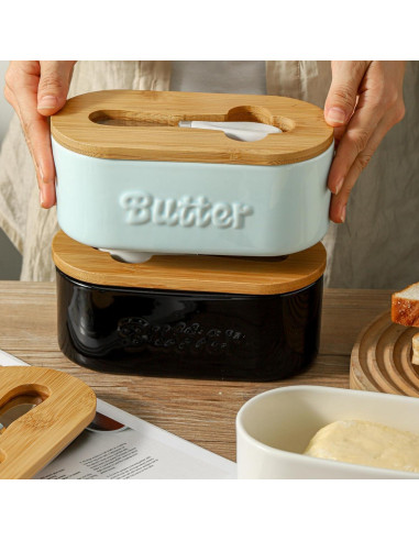 Plato de Mantequilla Cerámica Seworlan 19.05 cm con Tapa