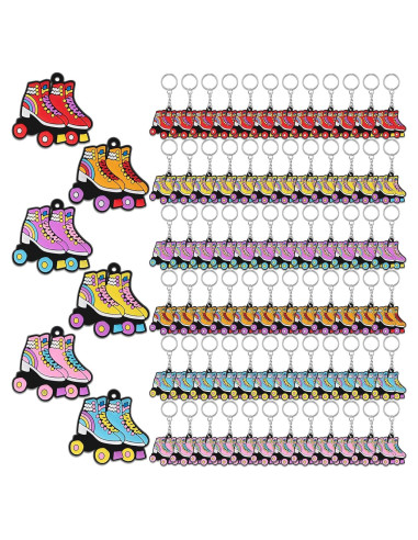 36 Llaveros de Patín sobre Ruedas Retro - Fiesta 80s y 90s