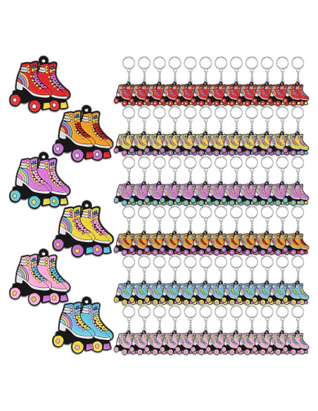 36 Llaveros de Patín sobre Ruedas Retro - Fiesta 80s y 90s