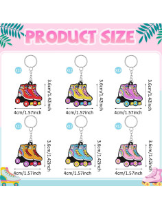 36 Llaveros de Patín sobre Ruedas Retro - Fiesta 80s y 90s 2