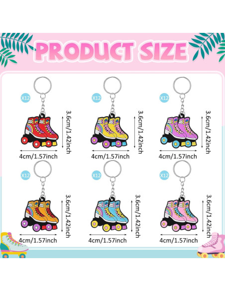 36 Llaveros de Patín sobre Ruedas Retro - Fiesta 80s y 90s
