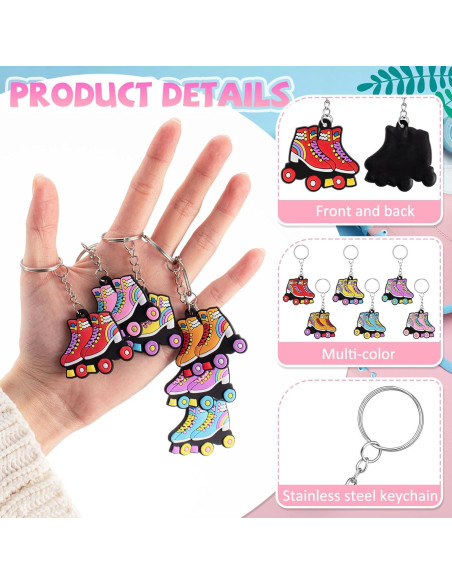 36 Llaveros de Patín sobre Ruedas Retro - Fiesta 80s y 90s