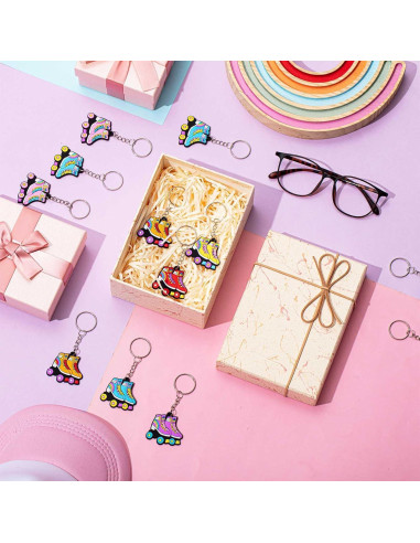 36 Llaveros de Patín sobre Ruedas Retro - Fiesta 80s y 90s