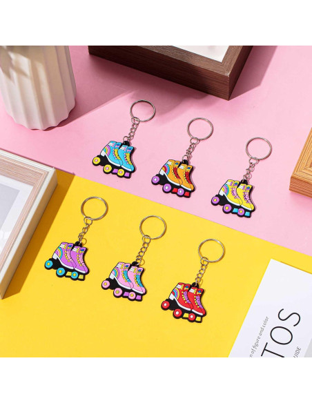 36 Llaveros de Patín sobre Ruedas Retro - Fiesta 80s y 90s