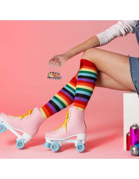 36 Llaveros de Patín sobre Ruedas Retro - Fiesta 80s y 90s