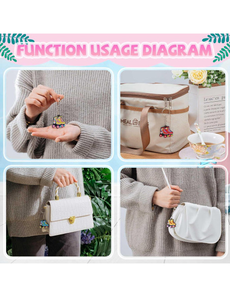 36 Llaveros de Patín sobre Ruedas Retro - Fiesta 80s y 90s