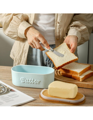 Plato de Mantequilla Cerámica Seworlan 19.05 cm con Tapa