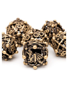 Juego de Dados D&D de Metal LDICEK 7 Piezas Bronce Antiguo