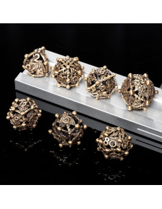 Juego de Dados D&D de Metal LDICEK 7 Piezas Bronce Antiguo 2