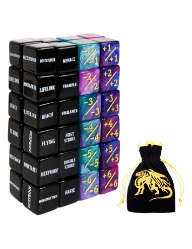 48 Dados MTG Contadores de Habilidades + Bolsa de Almacenaje