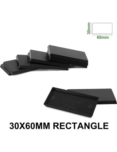 Bases de Modelo Rectangulares Evemodel Plástico Negro 30x60mm 20pzs