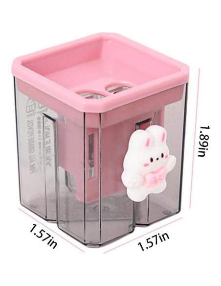 2 Sacapuntas de Lápiz Bsdurable Doble Agujero Transparente