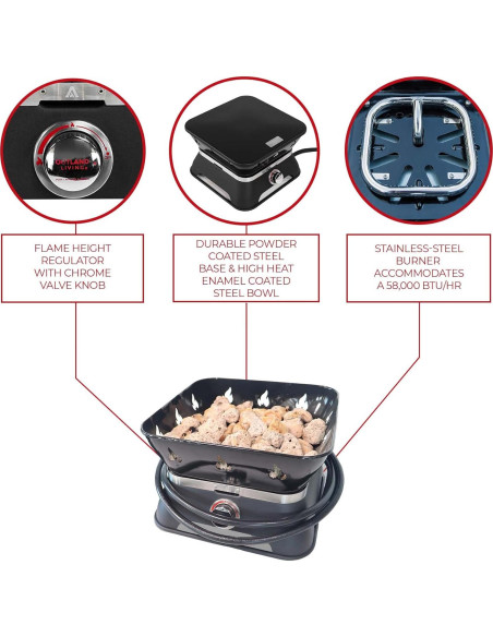 Fogón Portátil Outland Living Firecube 10,21 kg Cuadrado