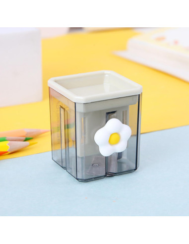 2 Sacapuntas de Lápiz Bsdurable Doble Agujero Transparente