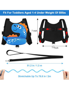 Accmor Arnés Antipérdida para Niños Dinosaurio Azul 3 en 1 2