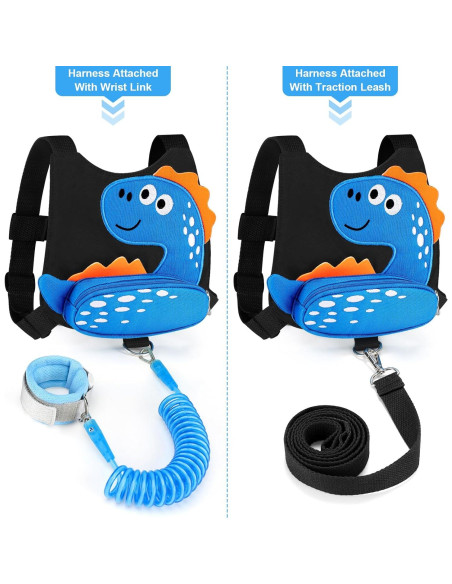 Accmor Arnés Antipérdida para Niños Dinosaurio Azul 3 en 1