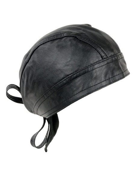 Gorro de Calavera de Cuero Negro Milwaukee Leather SH319