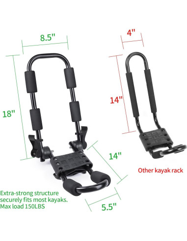 Soporte de Kayak Plegable Leader Accessories 4 PCS J Bar