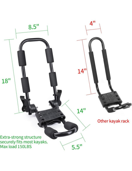 Soporte de Kayak Plegable Leader Accessories 4 PCS J Bar