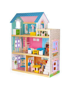 Casa de Muñecas de Madera WJZDY 3 Pisos con Muebles