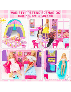 Casa de Muñecas Plegable Style Shine con 60+ Accesorios 2