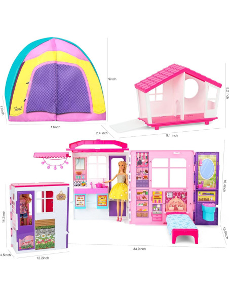 Casa de Muñecas Plegable Style Shine con 60+ Accesorios