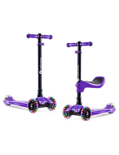 Scooter Lascoota 2 en 1 para Niños, Altura Ajustable, LED