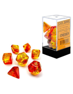 Juego de Dados Poliedricos Chessex Gemini 7 Piezas Rojo Amarillo