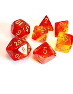 Juego de Dados Poliedricos Chessex Gemini 7 Piezas Rojo Amarillo 2