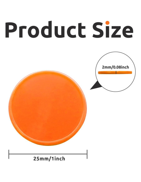 Juego de 100 Fichas de Plástico Naranja 25mm para Aprendizaje