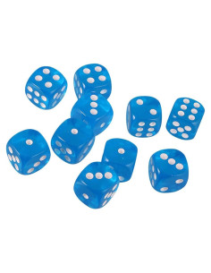 10 Dados Poliedricos D6 Acrílicos 16mm Azul para RPG