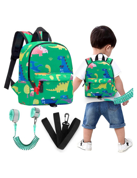 Mochila Antipérdida Accmor para Niños Verde Dino