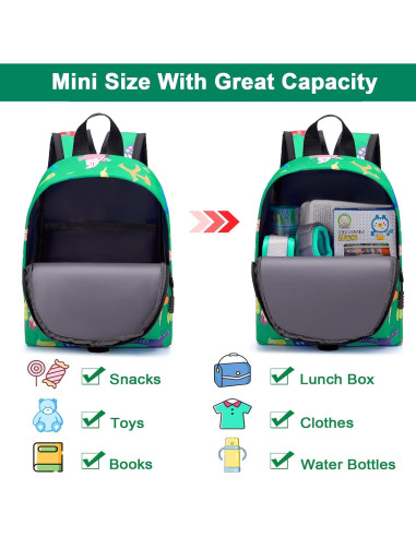 Mochila Antipérdida Accmor para Niños Verde Dino