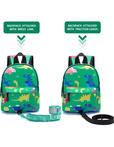 Mochila Antipérdida Accmor para Niños Verde Dino