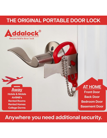 Addalock Candado de Puerta Portátil Rojo - Juego de 2