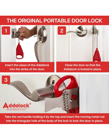 Addalock Candado de Puerta Portátil Rojo - Juego de 2