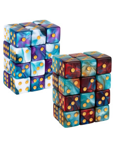 48 Dados D6 Acrílico LAMJAM 12mm 4 Colores con Bolsa