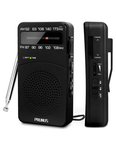 Radio Portátil PRUNUS J-166 AM FM con Luz y Clip