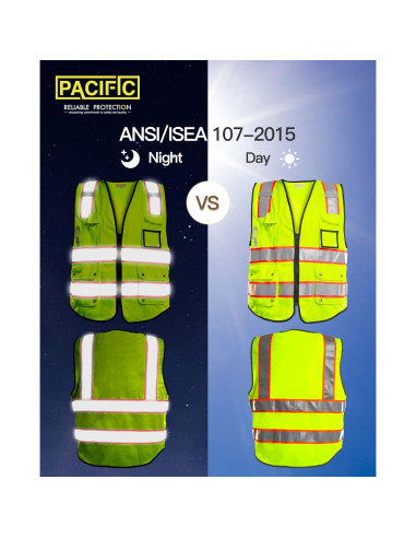 Chaleco de Seguridad PACIFIC PCV002 Amarillo Grande 10 Bolsillos